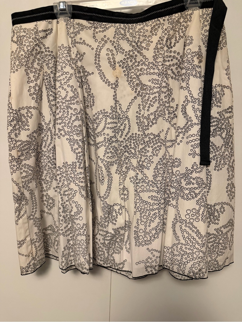 New York & Company Cream Skirt with Black Dot Vine Pattern